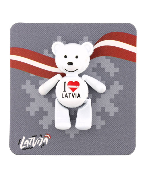 Ledusskapja magnēts lāča formā I Love Latvia